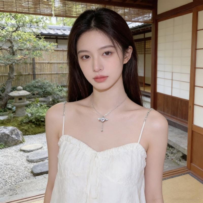 Romance Cupid Heart Wing Necklace In Elegant Zinc Alloy Fashion Neck Accessory Perfect For Date Night And Gift Giving