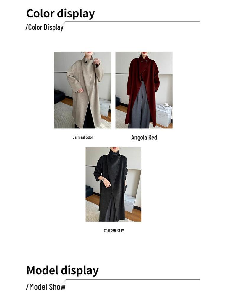 Damen Midilanger 2025 Kaschmirwolle Tweedmantel - Doppelseitig, Überknie, High-End Mode für Herbst/Winter