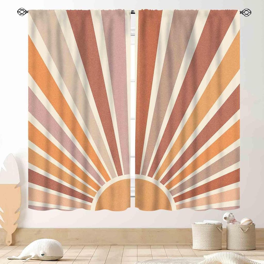 Hippie Mandala Vorhänge, Indisches Medaillon Trippy Boho Paisley Ästhetische Kunst Dekoration Bunte Orange Fensterbehandlung Für