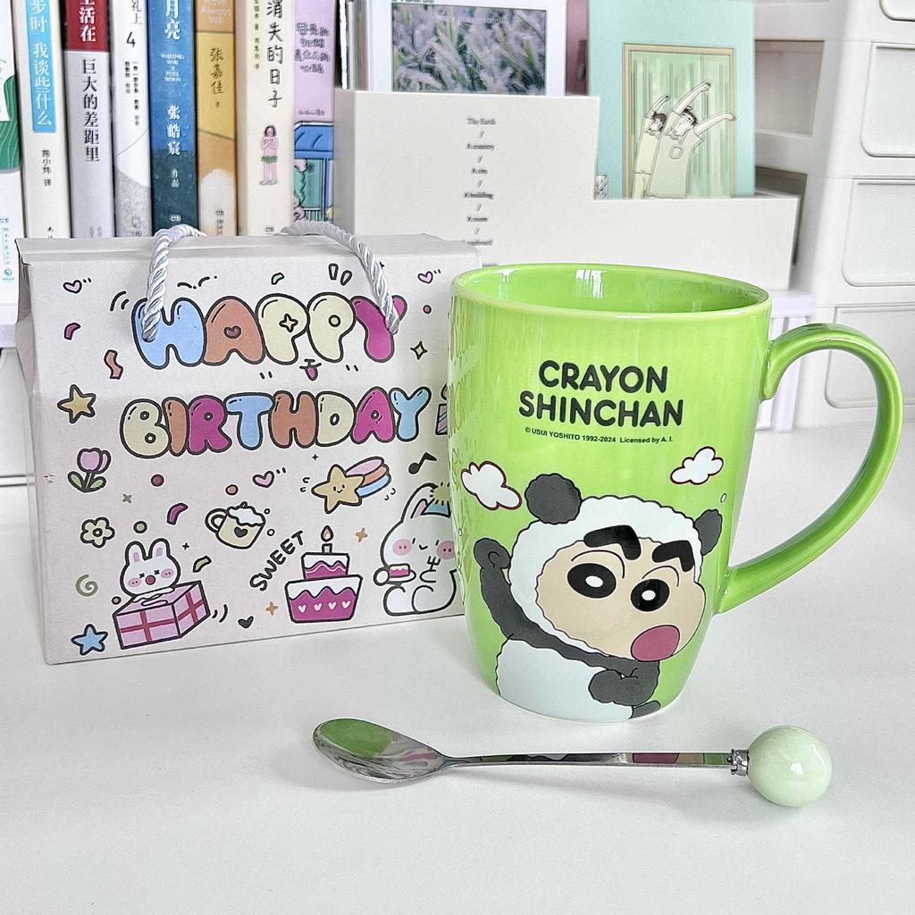Crayon small new water cup high value cute children's ceramic mug office coffee cup girl birthday gift