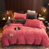 Thickened milk fleece four-piece set crystal fleece thermal bed sheet double-sided fleece quilt cover solid color