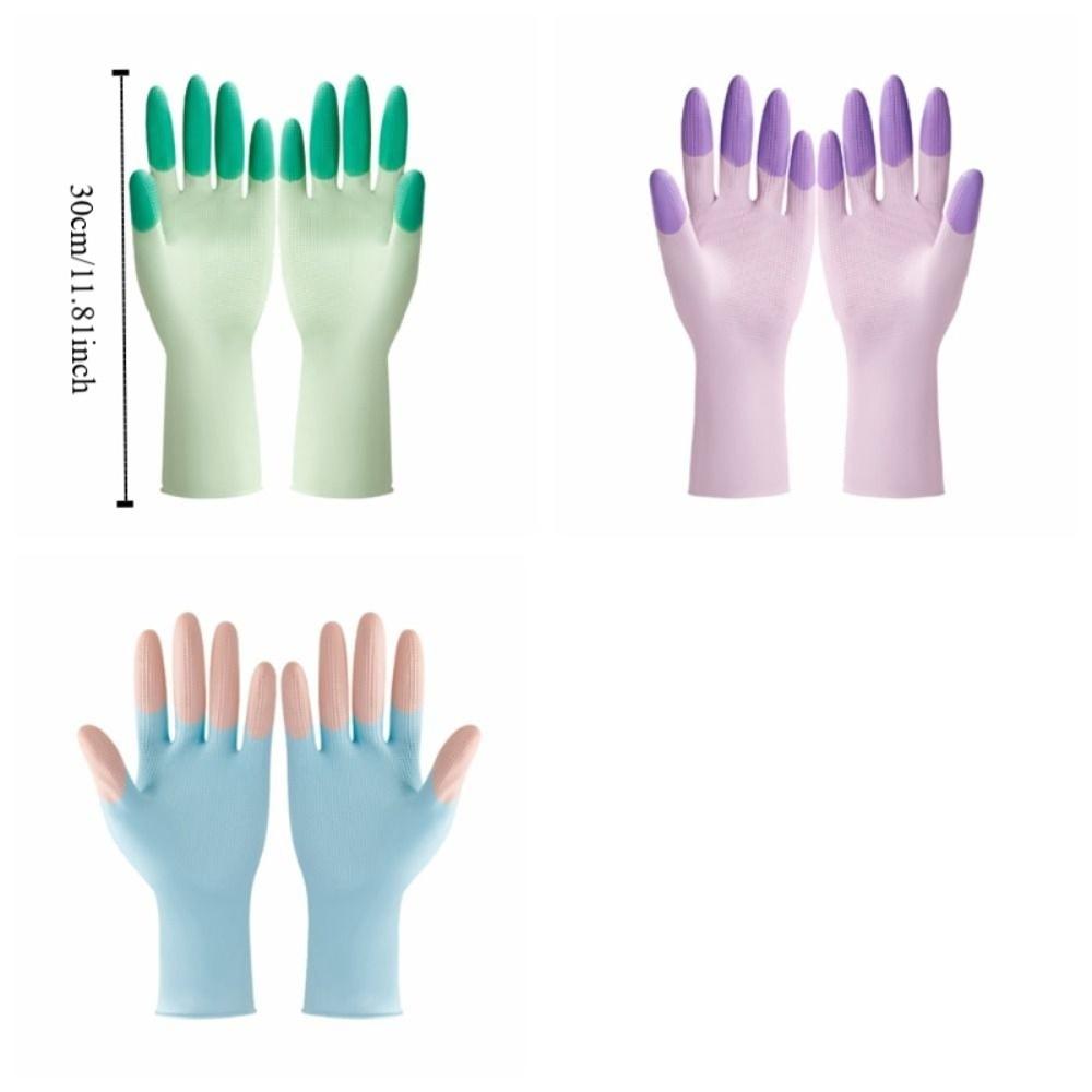 3Pairs/Set Thickened Dishwashing Gloves Oil Resistant Cleaning Gloves Laundry Gloves Car Washing
