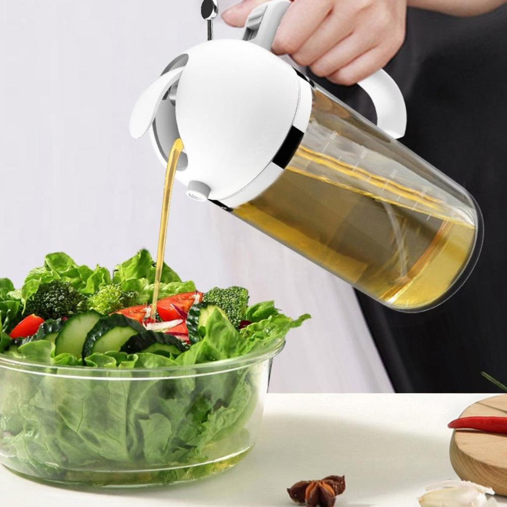 2 In 1 Glass Oil Sprayer Olive Oil Dispenser Press Type Dispenser for Cooking Kitchen Barbecue