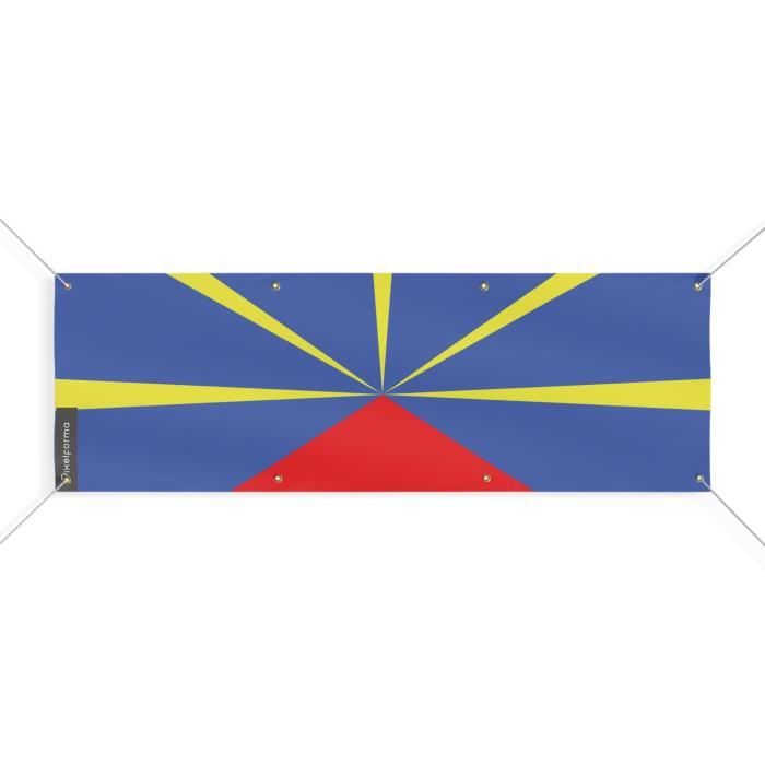 Bannière Drapeau de La Réunion 8 Oeillets 150x450 cm