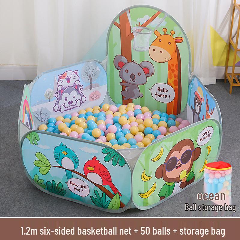 Kids' Indoor/Outdoor Ocean Ball Pit Tent with Basketball Hoop