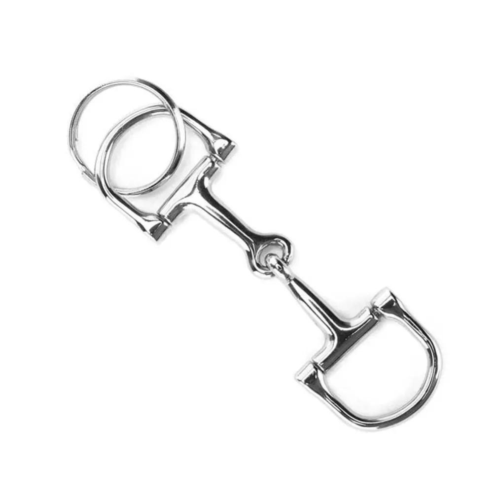 1PC D-Shaped Snaffle Keychain Durable Silver D Zine-Alloy Horse Snaffle Bits Key Chain Decoration Gift for Men Women