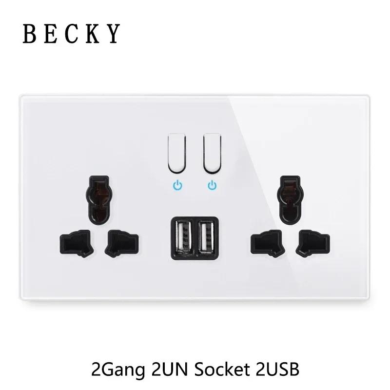 White Wall Lamp Tempered Glass International Switch Self-Reset Led Indicator Light Piano Keys Wall Lamp Panel 1-4gang 1Way 2Way