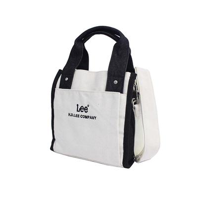 Lee Buddy Tote Shoulder Cotton Bag, Canvas, 320-1404, 320-1404-83, Black/White