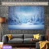 2D Holiday Photography Backdrop with Frozen Waterfall and Blue Tones