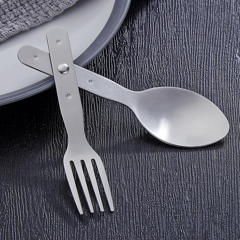 2-In-1 Utility Folding Spork, Spoon & Fork, Camping Utensil Fit For Hiking, Camping Or Backpacking Premium Grade Auto Interior Accessory