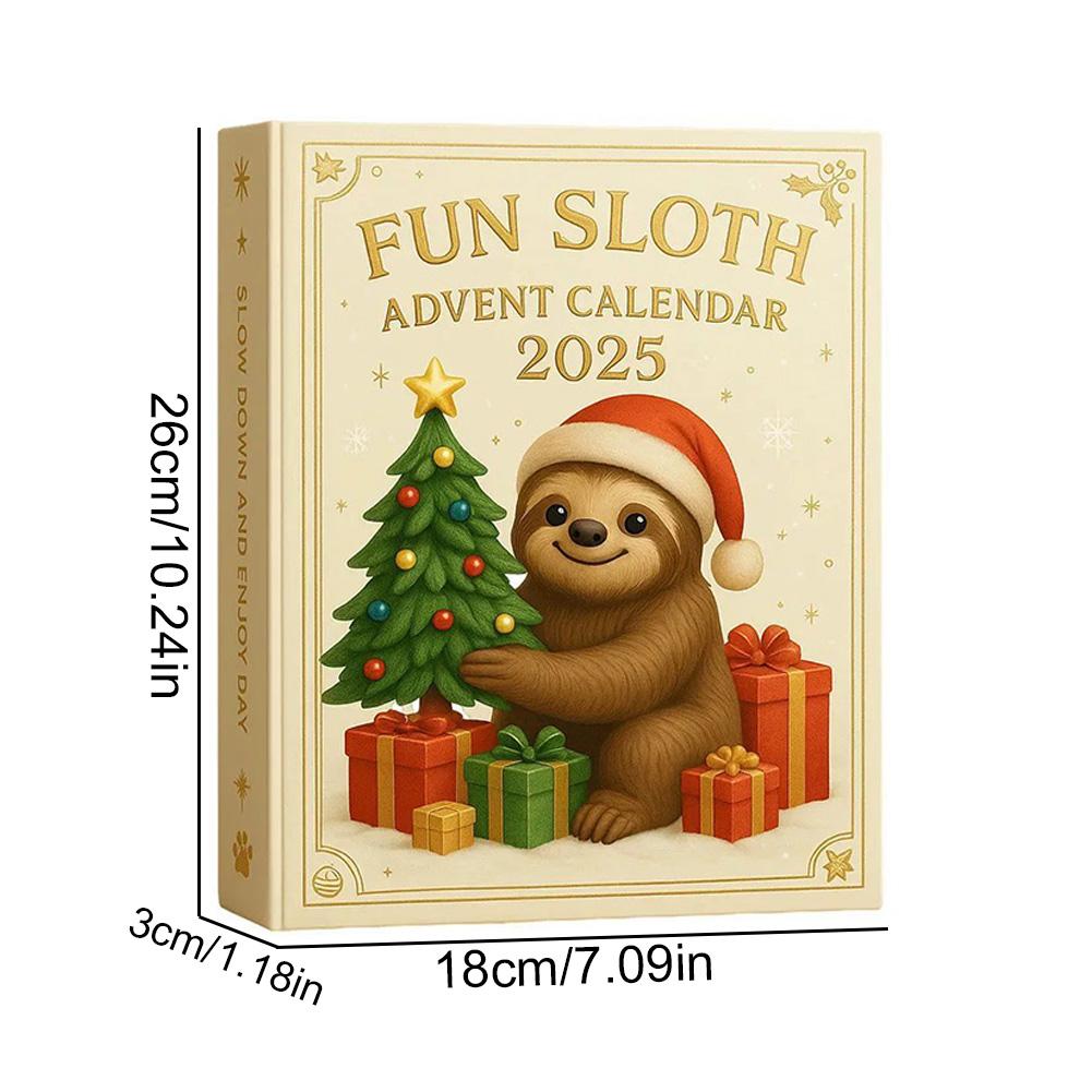 Fun Sloth Advent Calendar 2025 Cartoon Sloth 2D Flat Acrylic Pendant Christmas Surprise Blind Box Children's Gift
