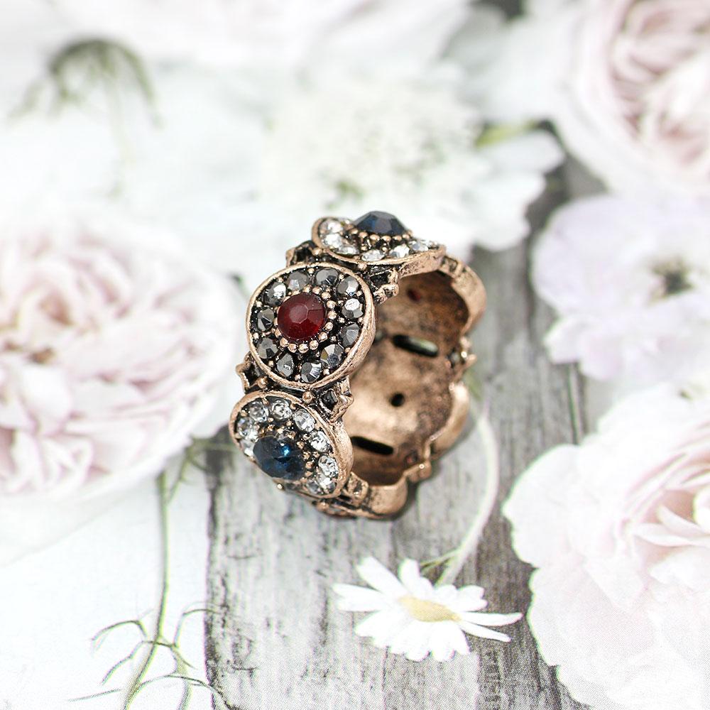 Retro Vintage Ring For Women Round Full Rhinestone Finger Rings Ethnic Wedding Jewelry Gift