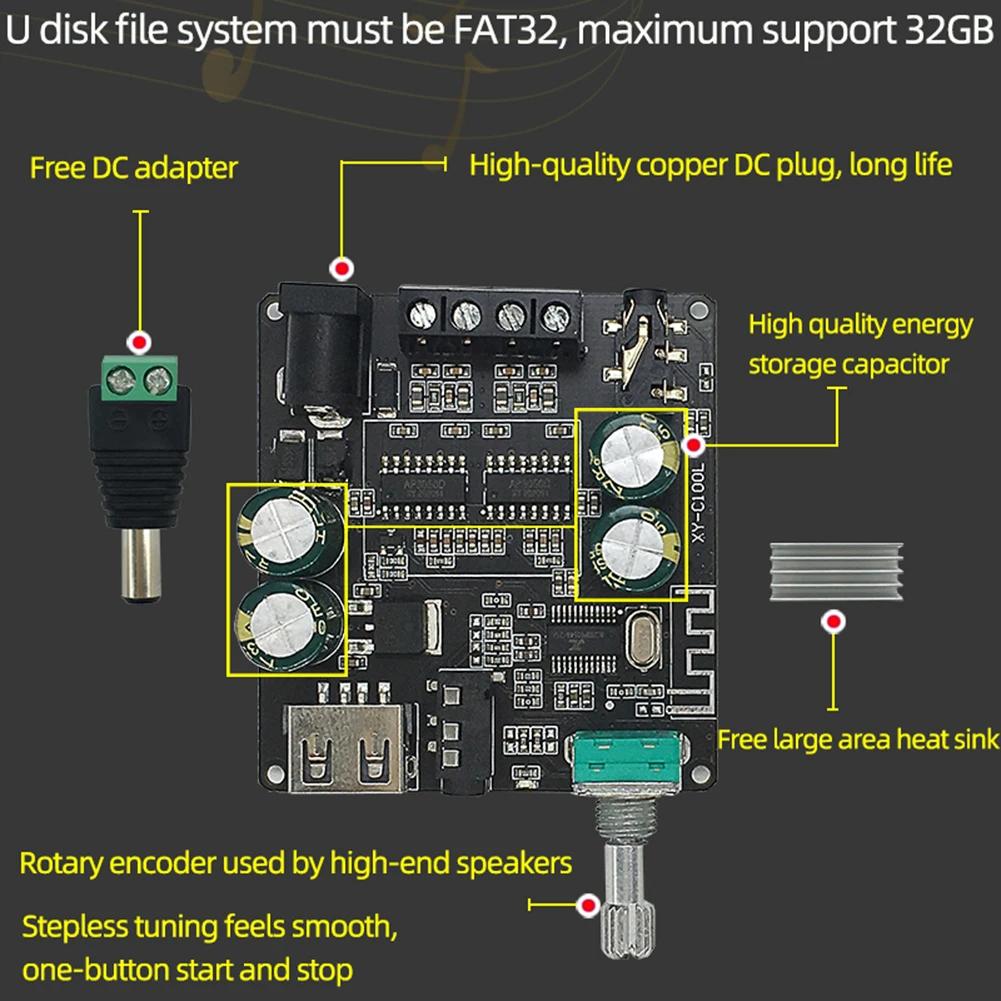 Bluetooth 5.0 Digitaler Leistungsverstärkerplatine C50L C100L Stereo 50/100W Zweikanal Stufenlose Abstimmung Verstärkermodul AUX USB Wiedergabe