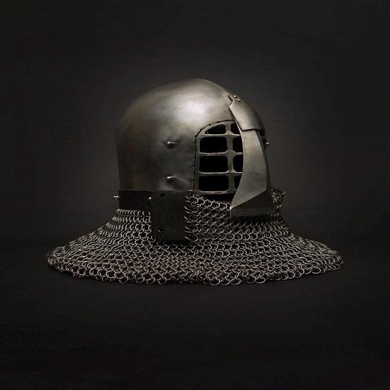 Medieval Bascinet Nasal Helmet with Chainmail Aventail Knight Armor Helmet for LARP, SCA, and Cosplay Gift
