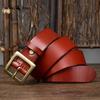 Retro Minimalistischer Glänzender Vollnarben Rindsleder Gürtel für Herren, Echtes Leder, Dornschließe, Lässig und Vielseitig Neuer Stil