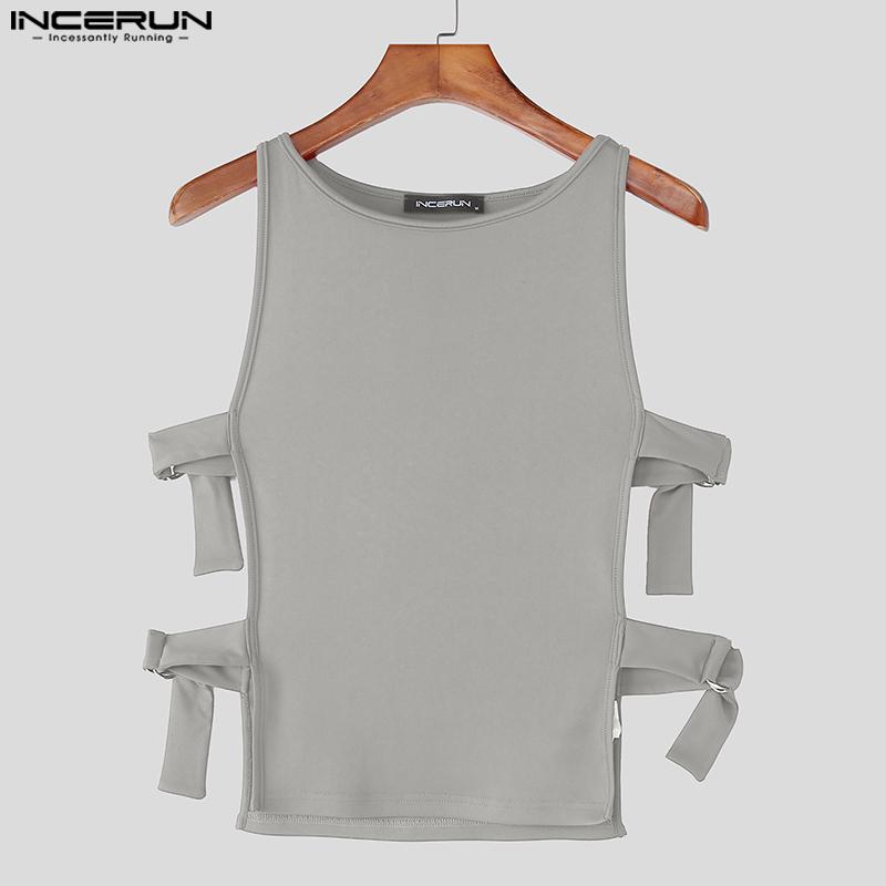 INCERUN Pánská tílka bez rukávů s bočními výřezy, pružná, přiléhavá