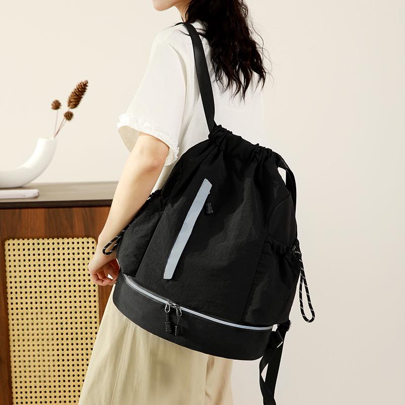 Stylish Outdoor Basketball Backpack with Reflective Strips - Lightweight, Large Capacity, Drawstring Closure