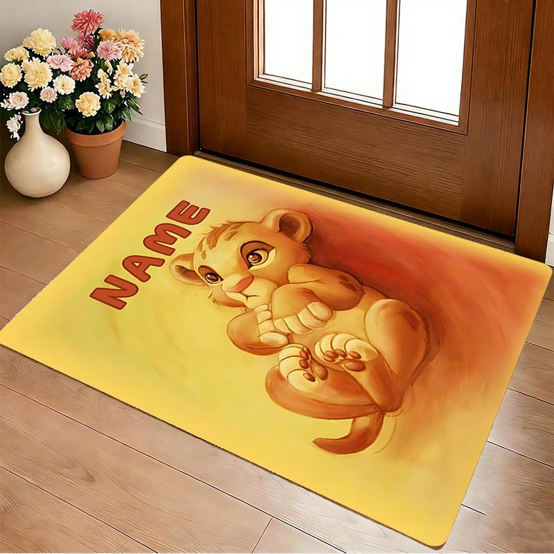 Custom Name Lion Cub Name Living Room Non-Slip Area Rug Soft Carpet for Bedroom Kids Playroom Sofa Office Home Decor Doormat
