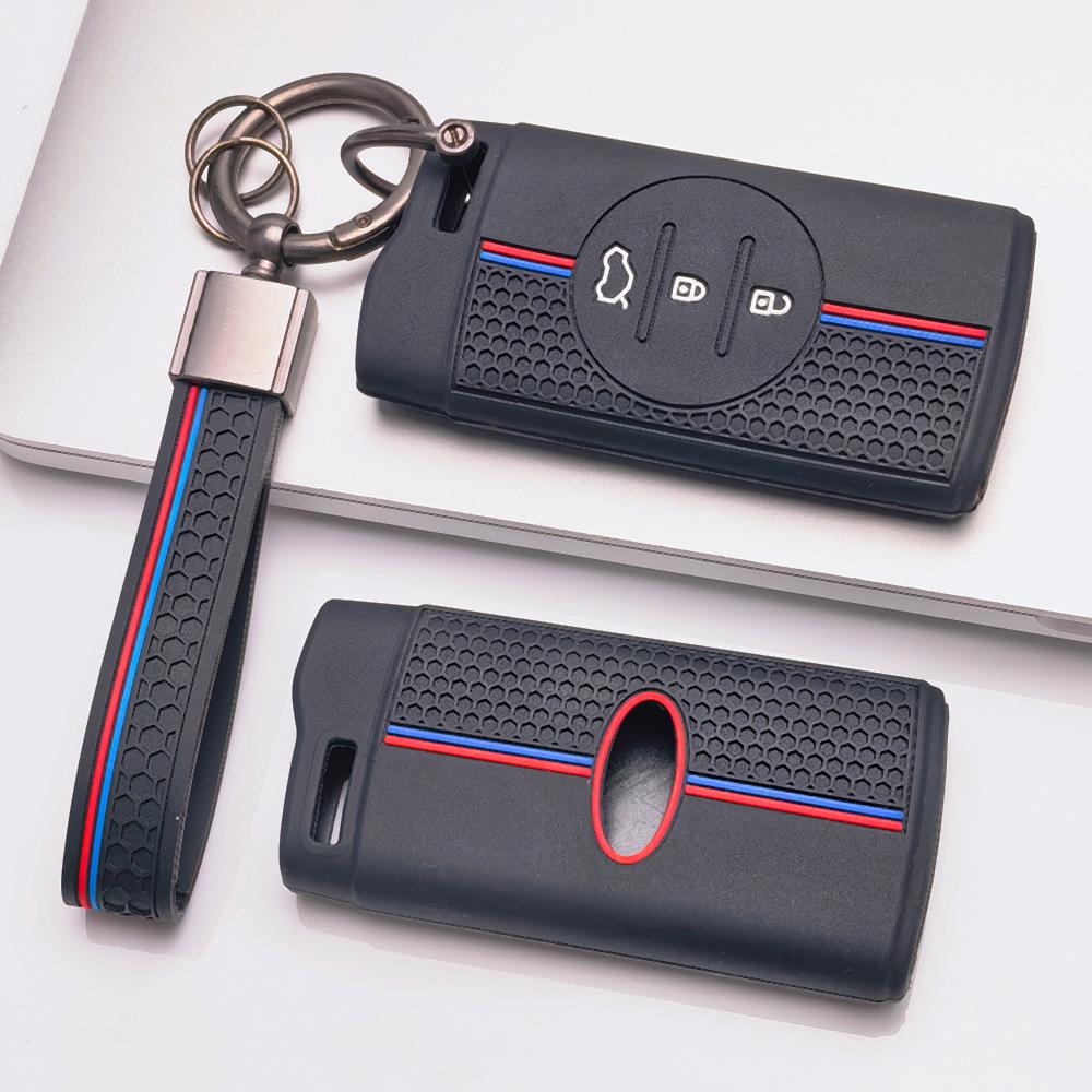 Honeycomb Car Key Cover for Chery Tiggo 2 Tiggo 3X Tiggo 4 Tiggo 5X Tiggo 7 Pro with Keychain Honeycomb Texture Racing Stripe Remote Key Protector