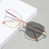 Retro Cat-Eye Color-Changing Anti-Blue Light Glasses with Minimalist Metal Frames