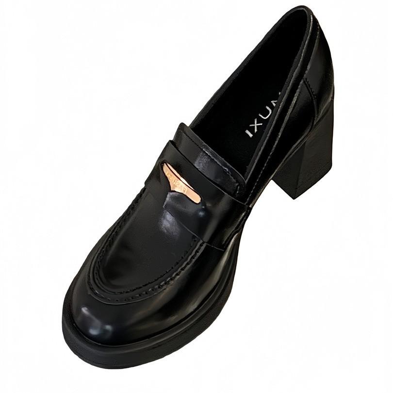 2025 new temperament thick heel loafers women's high heels one pedal versatile single shoes