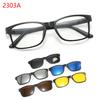2303A 6 In 1 Men Polarized Black Clip Optical Magnetic Sunglasses Magnet Clip On Sunglasses Glasses Custom Small Frame