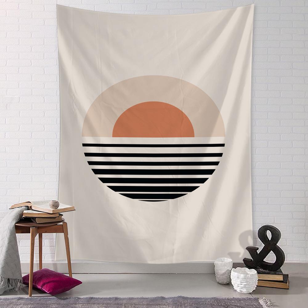 Sunrise Illustration Tapestry Wall Hanging Psychedelic Witchcraft Nature Landscape Aesthetics Room Home Art Decor