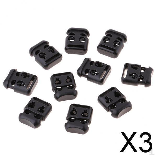 3x10Pcs Double Barrel Cord Lock Shoelaces Antiskid Shoes Buckle