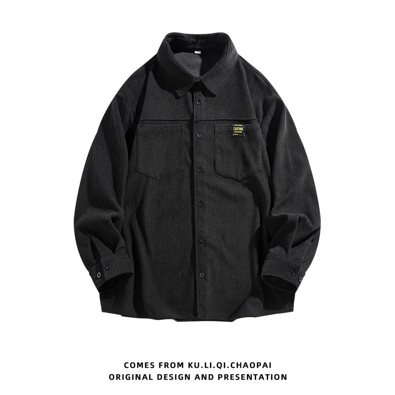Men's Corduroy Casual Long-Sleeve Shirt for Autumn, Loose-Fitting Shirt Jacket by Mr. Mengmaite Hezi