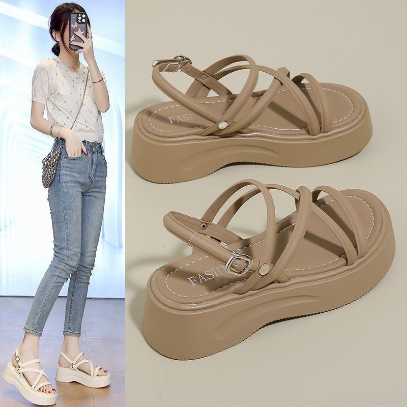 Fashion Cross Strap Women's Chunky Sandals Summer Luxury Women Gladiator Sandals Flip Flops Fashion Slingbacks Ladies Slippers De Mujer