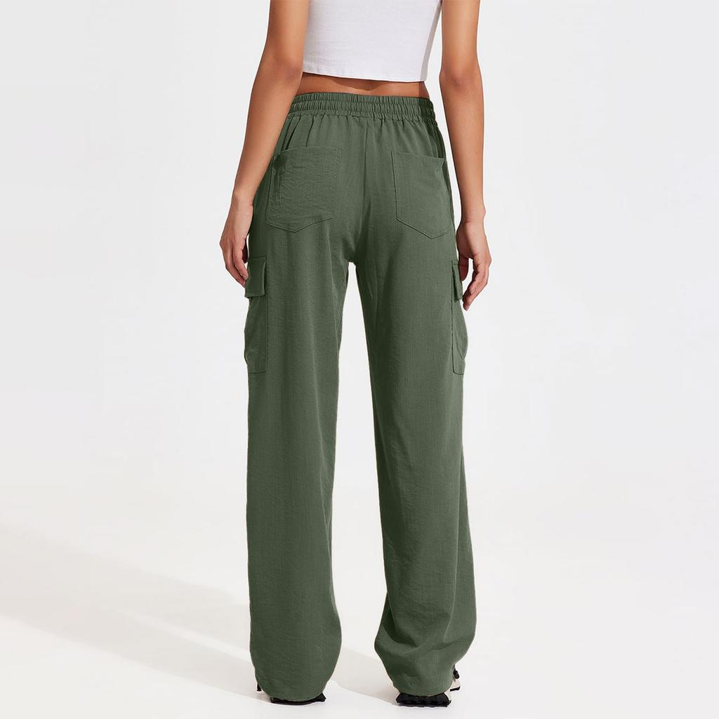 Women's Casual Sports Multi-pocket High Waist Sweatpants Loose Fashion Trousers