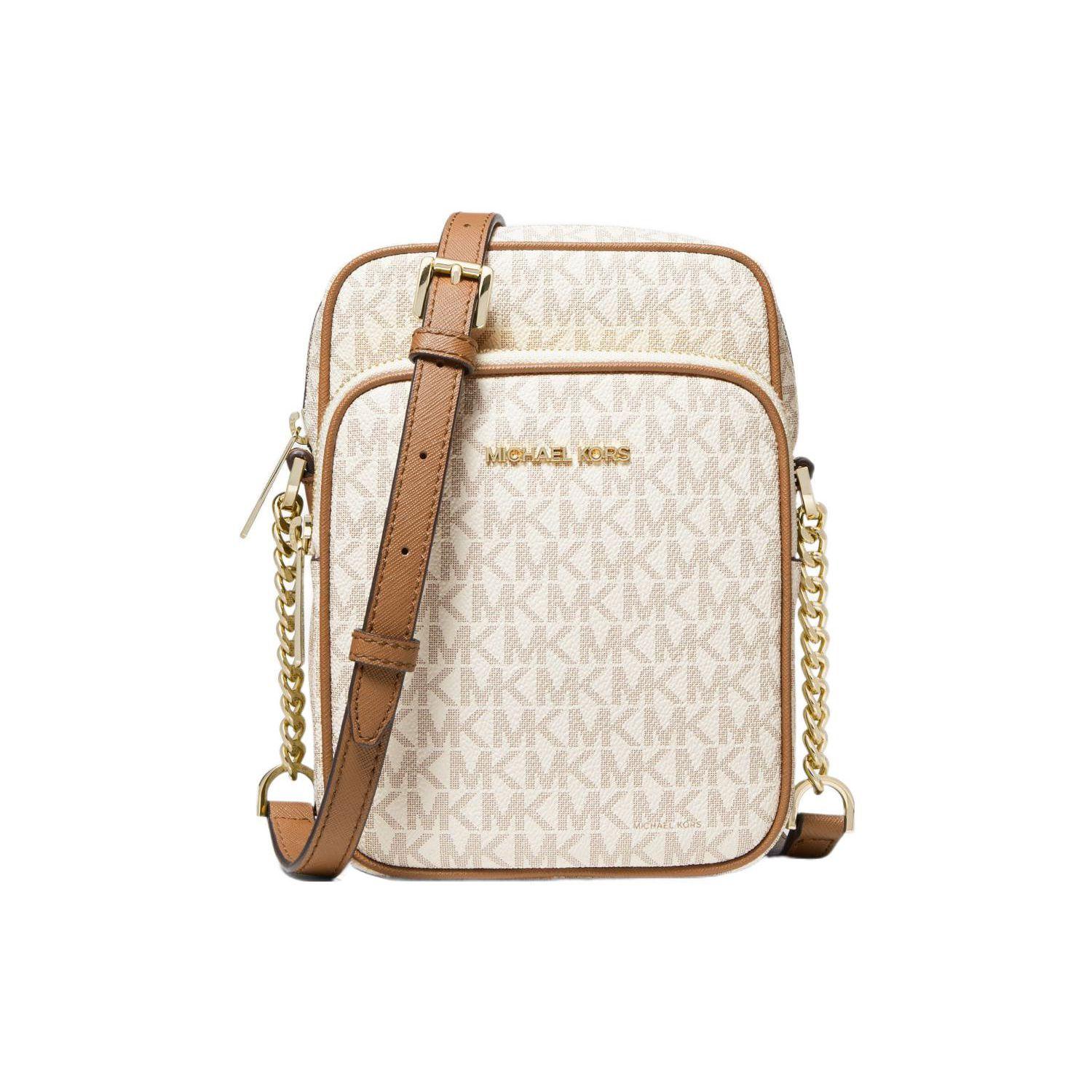 

Michael Kors Mk Jet Set Travel Vintage Monogram Print Chain Shoulder Strap Coated Canvas Camera Bag Women Shoulder Bag 35F1GTVC2B-VANILLA Medium