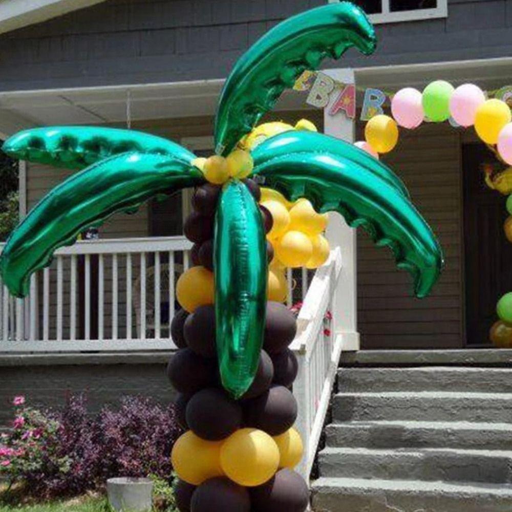 36 Inch Coconut Tree Leaf Balloons Aluminum Foil Palm Leaf Balls  Tropical Party Decorations