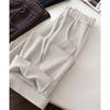 Women's Wool Blend Acetate Drawstring Casual Trousers