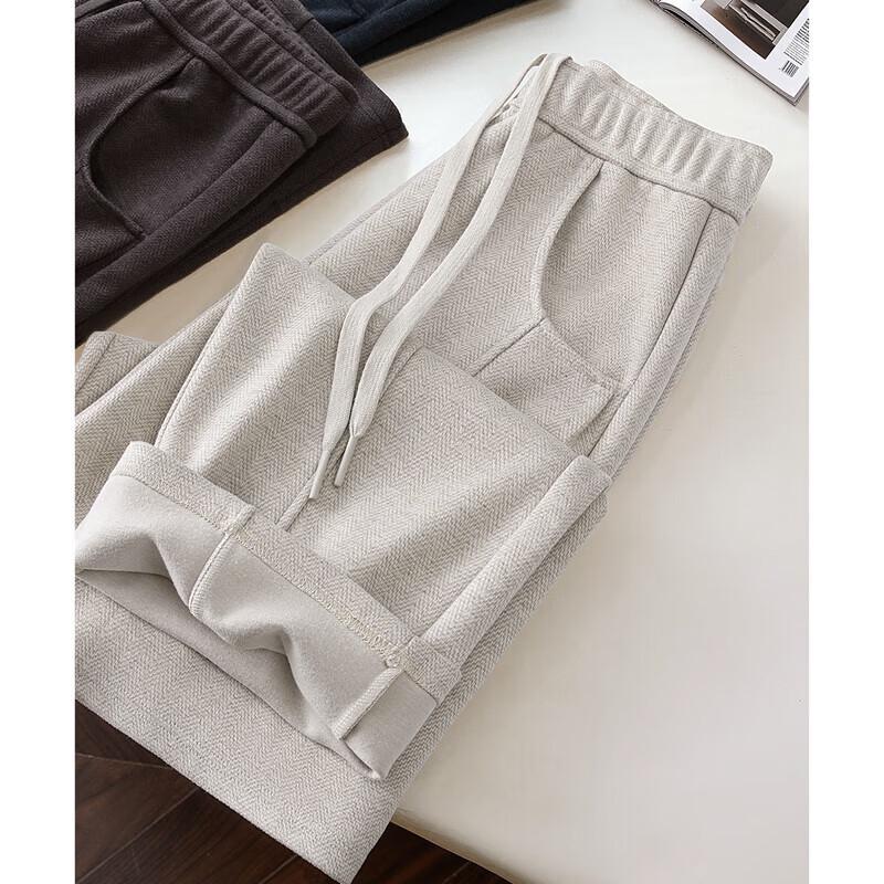 Women's Wool Blend Acetate Drawstring Casual Trousers