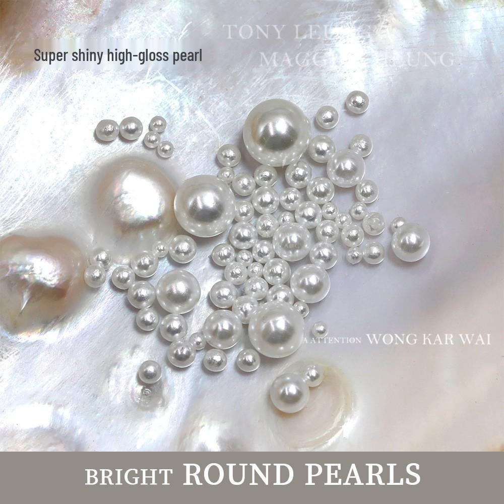 Japanese Style Pure White Nail Art Pearls - Mixed Sizes, Semi-Circular Ornaments