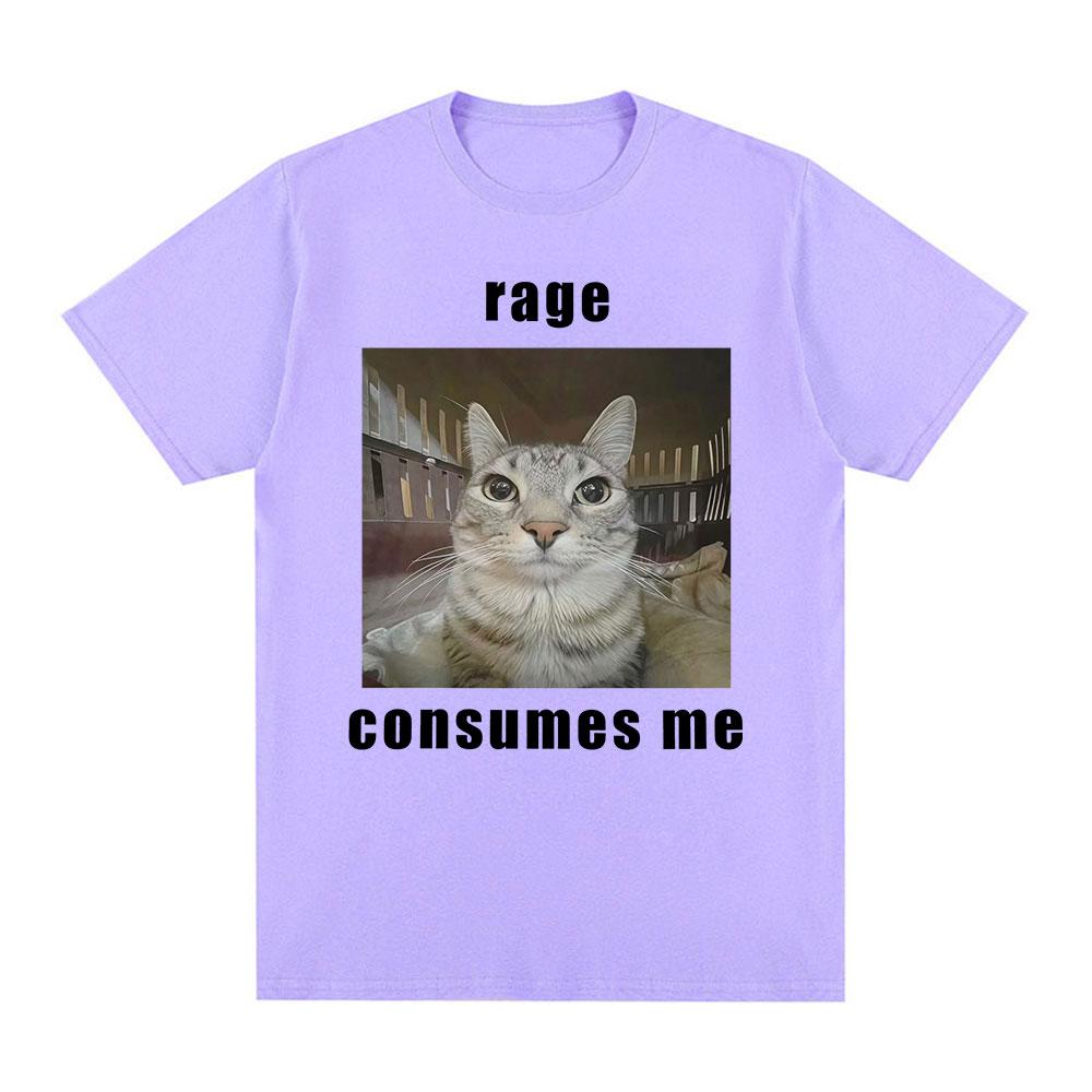 Rage Consumes Me Funny Cat Meme Graphic T Shirt Fashion Vintage Short Sleeve T-shirt Men Women Casual Cotton Oversized T-shirts