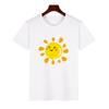 Trendy ShortSleeved Unisex Tshirt Sun Pattern Print Casual Polyester ParentChild Matching Summer Fashion Top for Boys Girls