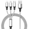Woven 3-in-1 Mini Charging Cable with Laser Logo for Apple, Huawei, Type-C Devices