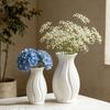 Small White Faux Ceramic Vase Minimalist Modern Pampas Grass Vase Decorative Flower Holder for Table Fireplace Shelf Living Room Decor