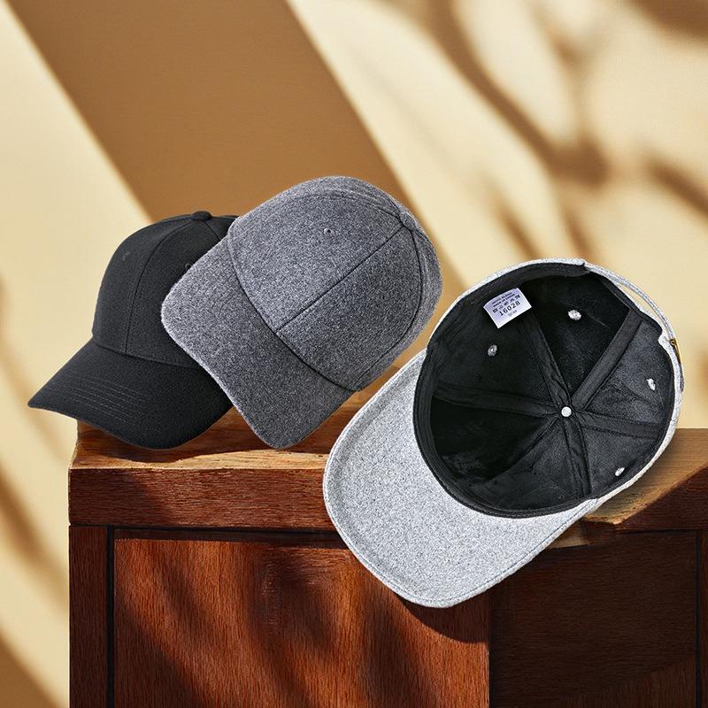 Spring and Autumn Wool Woolen Plus Size Baseball Cap Fleece Cap Men's Middle-aged and Elderly Warm Hat