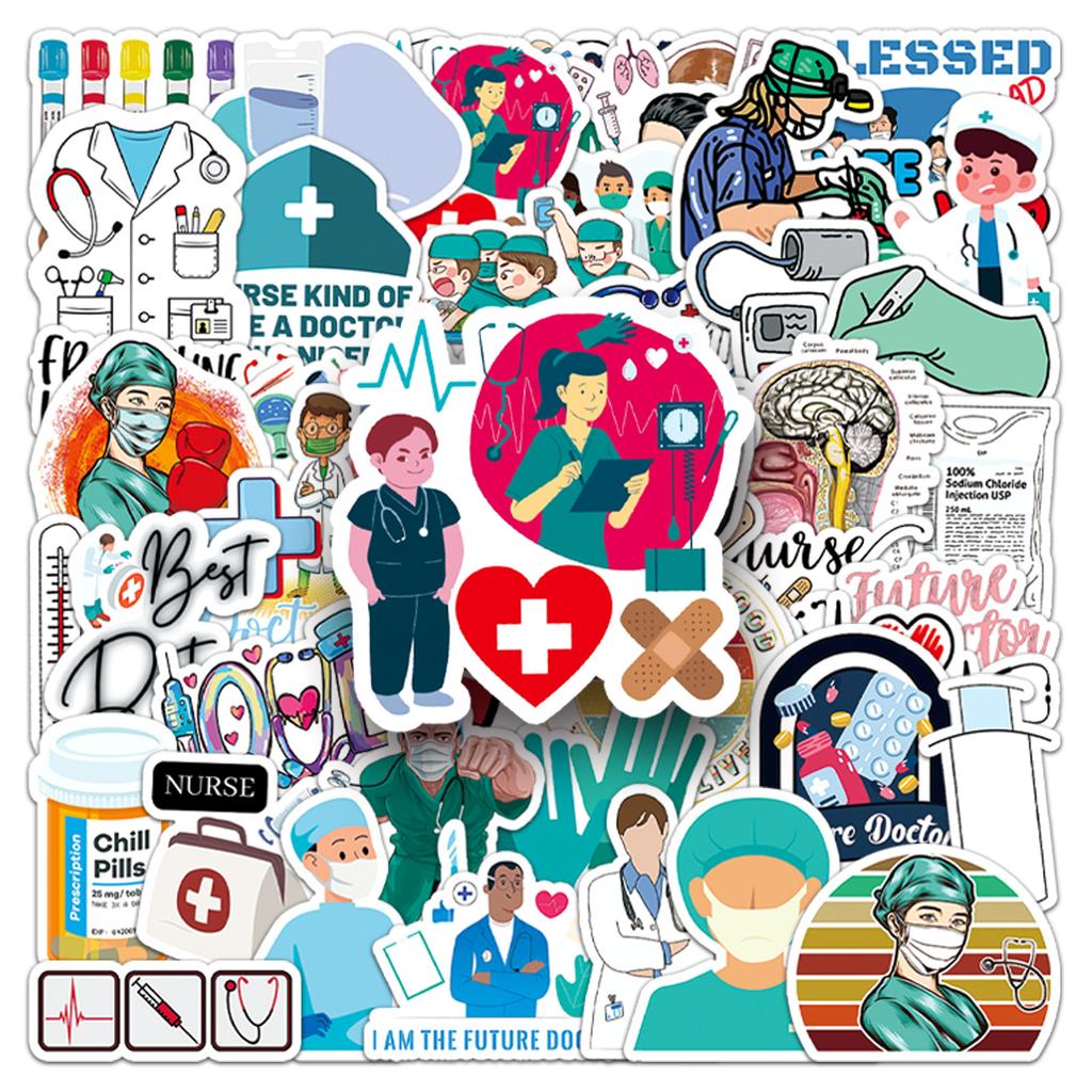 50 Doctor Occupation Graffiti Stickers Personalized Creative Decorative Water Cup Mobile Phone Case Computer Suitcase Stickers
