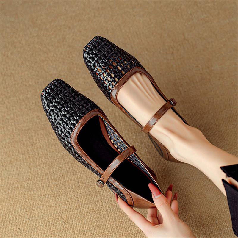 Fashion Summer Hollow Out Women Pumps Mary Jane Shoes for Women Square Toe Gladiator Shoes Fashion Mixed Color Low Heel Zapatos Mujer