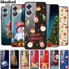 For Oppo A17 Case Christmas Tempered Glass Back Cover Hard Case For Oppo A17 OppoA17 Cartoon Funda CPH2477 Protective Elk Coque