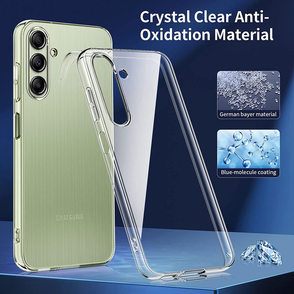 Clear TPU Case for Samsung Galaxy A14 5G/A14 4G Soft Phone Cover+3Pcs 2.5D Arc Edge Tempered Glass Screen Film