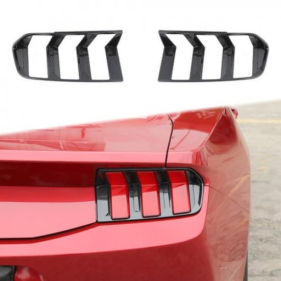 Carbon Fiber Tail Light Covers Trim Protective Bezels For Ford Mustang 2024 2025