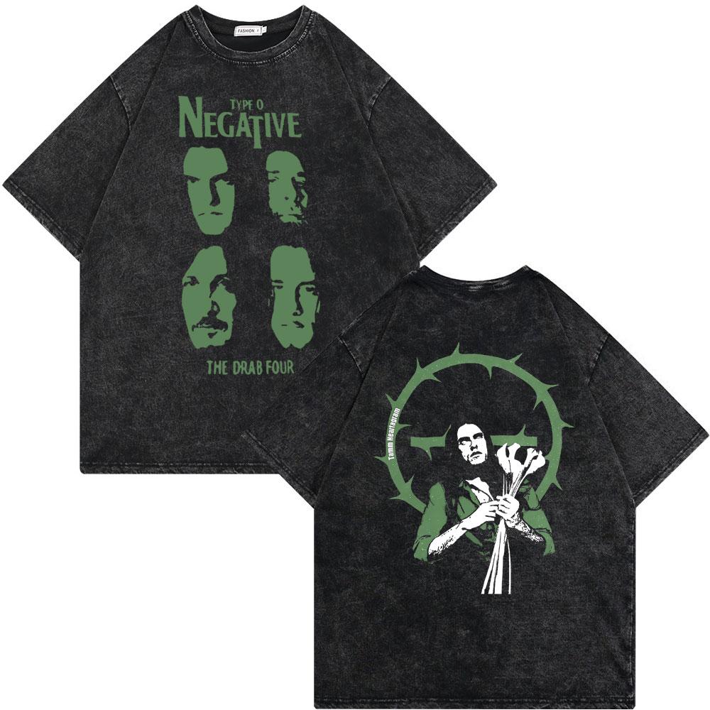Washed Vintage Rock Band Type O Negative Rip Peter Steele Tribute T Shirt Male Casual Oversized Tshirt Mens Rocker Streetwear