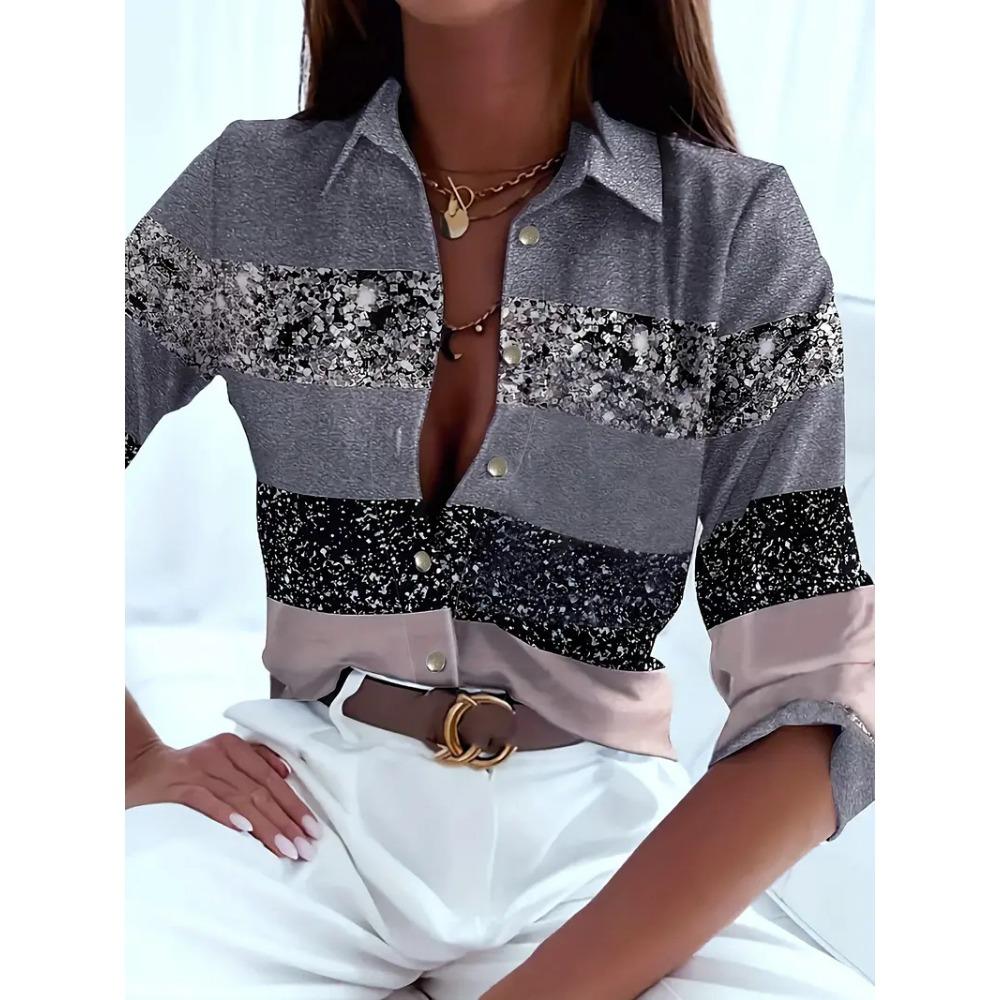 Women's Shirts Slim, Sexy, Soft and Comfortable Floral Long Sleeve Sun Shade Lapel Shirt New Women's 2024 Spring and Summer