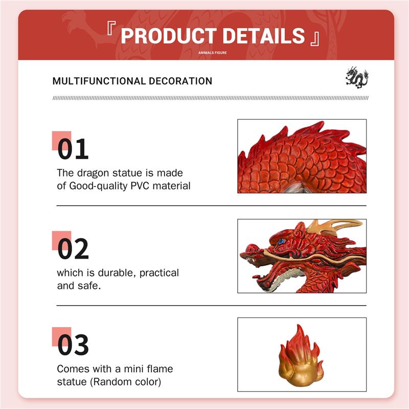 AEE4-Dragon Statue Chinese Dragon Statue 2026 New Year Of The Dragon Gift Animals Figure Chinese Lucky Zodiac Sculpture