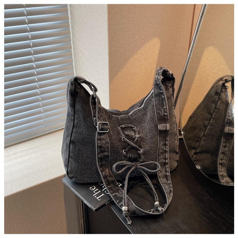 

Джинсовая сумка-тоут большой вместимости женская новая сумка на плечо сумка на плечо с цепочкой универсальный рюкзак для выхода чёрный